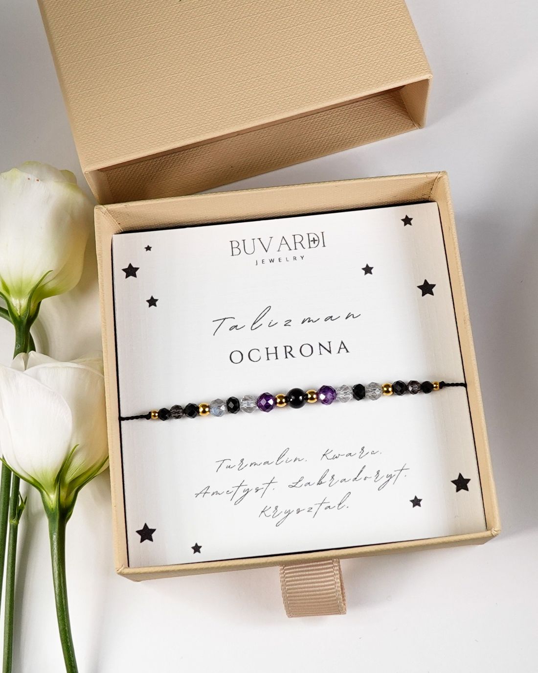 Bransoletka talizman ochrona z kamieni naturalnych