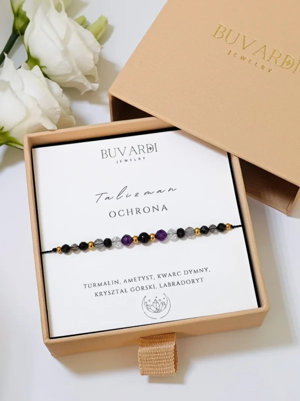 Bransoletka ochronna z kamieni naturalnych na sznurku