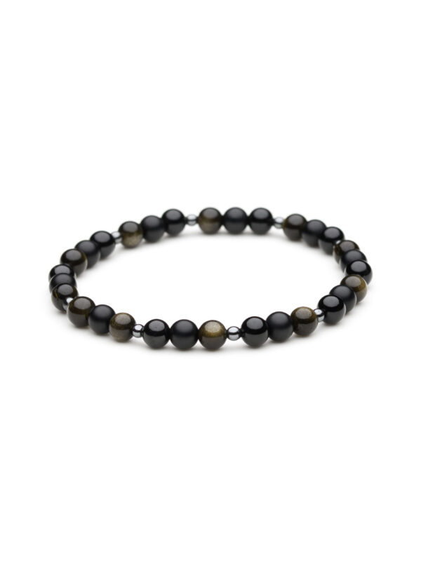 Bransoletka unisex z turmalinem, onyksem i obsydianem, dla kobiet i mężczyzn, kamieni 6 mm