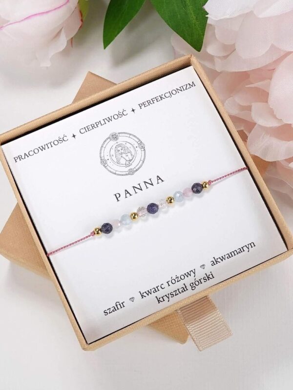 PANNA - bransoletka Znaki Zodiaku - szafir, kwarc różowy, akwamaryn, kryształ górski