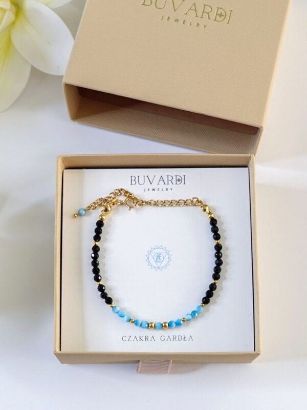 bransoletka damska z apatytem, czakra gardła