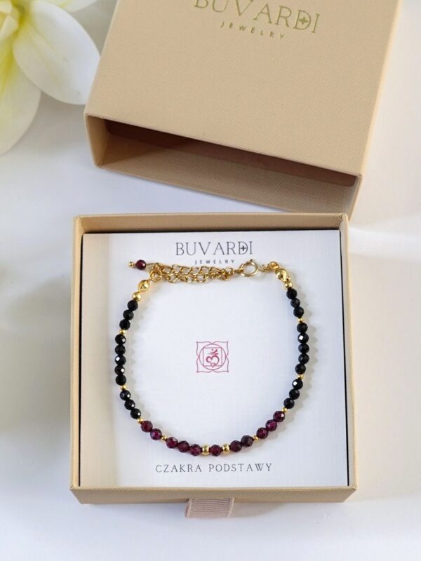 bransoletka z granatem i turmalinem czakra podstawy