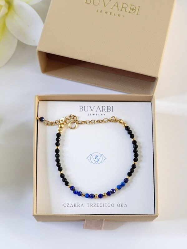 bransoletka damska czakra trzeciego oka z lapis lazuli