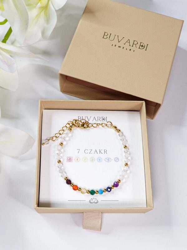 bransoletka 7 czakr z kryształem górskim
