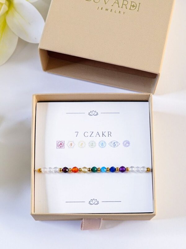 bransoletka 7 czakr z kryształem górskim