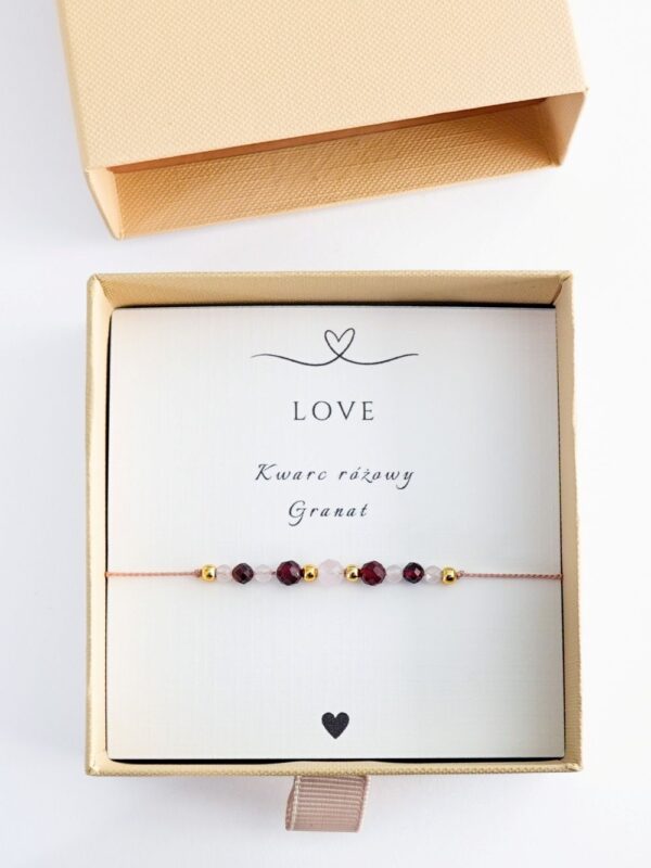 bransoletka z kwarcem różowym i granatem
