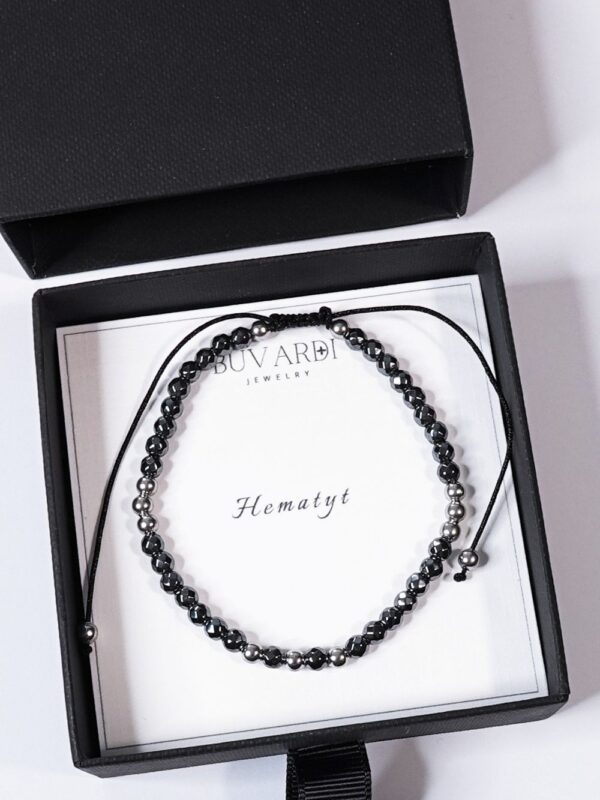 bransoletka męska z hematytem 4mm