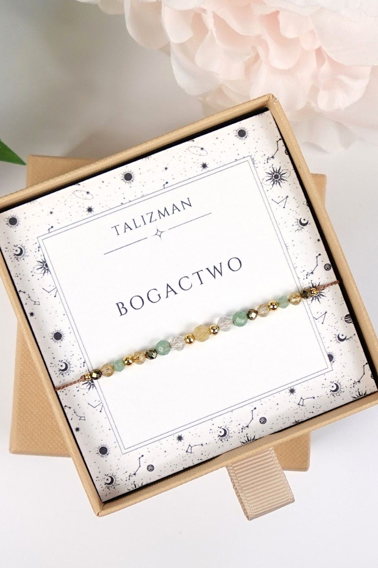 bransoletka damska bogactwo z cytrynem, na nici