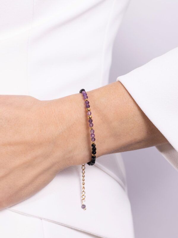 bransoletka czakry korony z ametystem i turmalinem