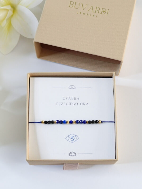 bransoletka na nici czakra trzeciego oka z lapis lazuli