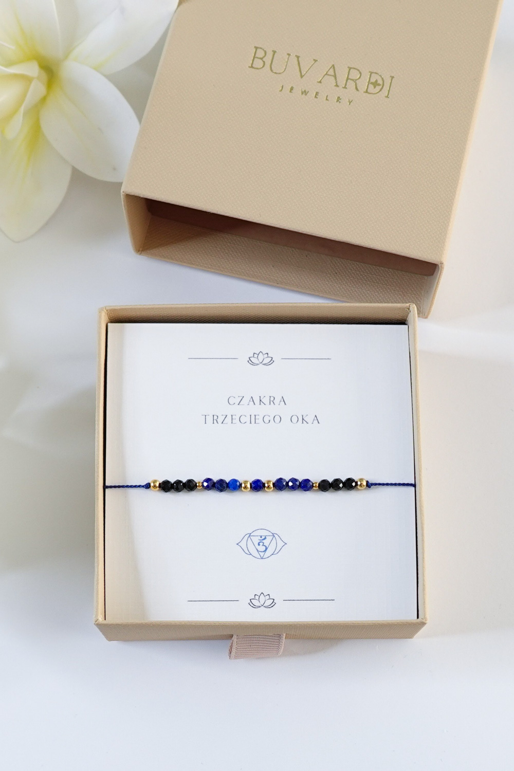 bransoletka na nici czakra trzeciego oka z lapis lazuli