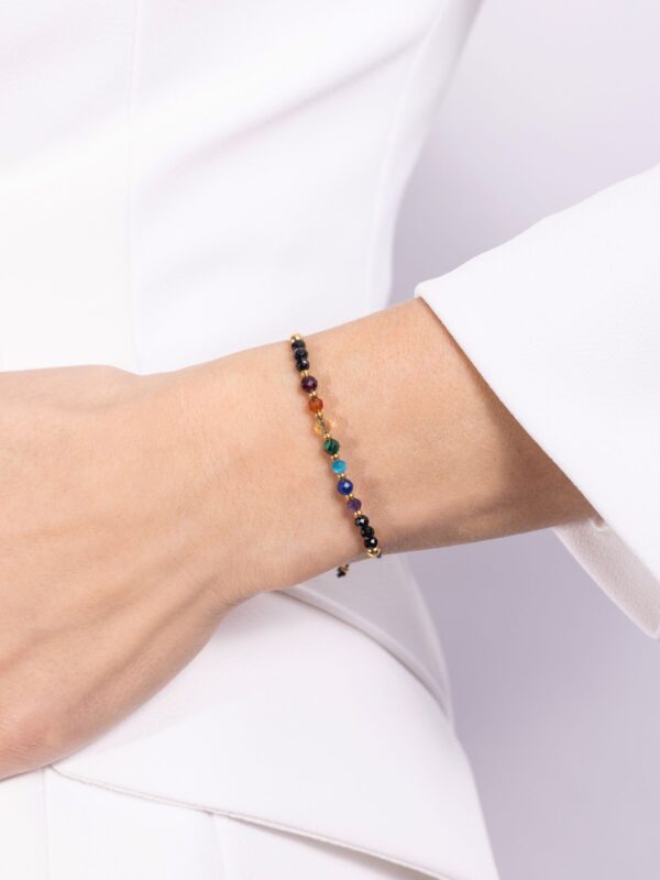 bransoletka 7 czakr na sznurku z czarnym turmalinem