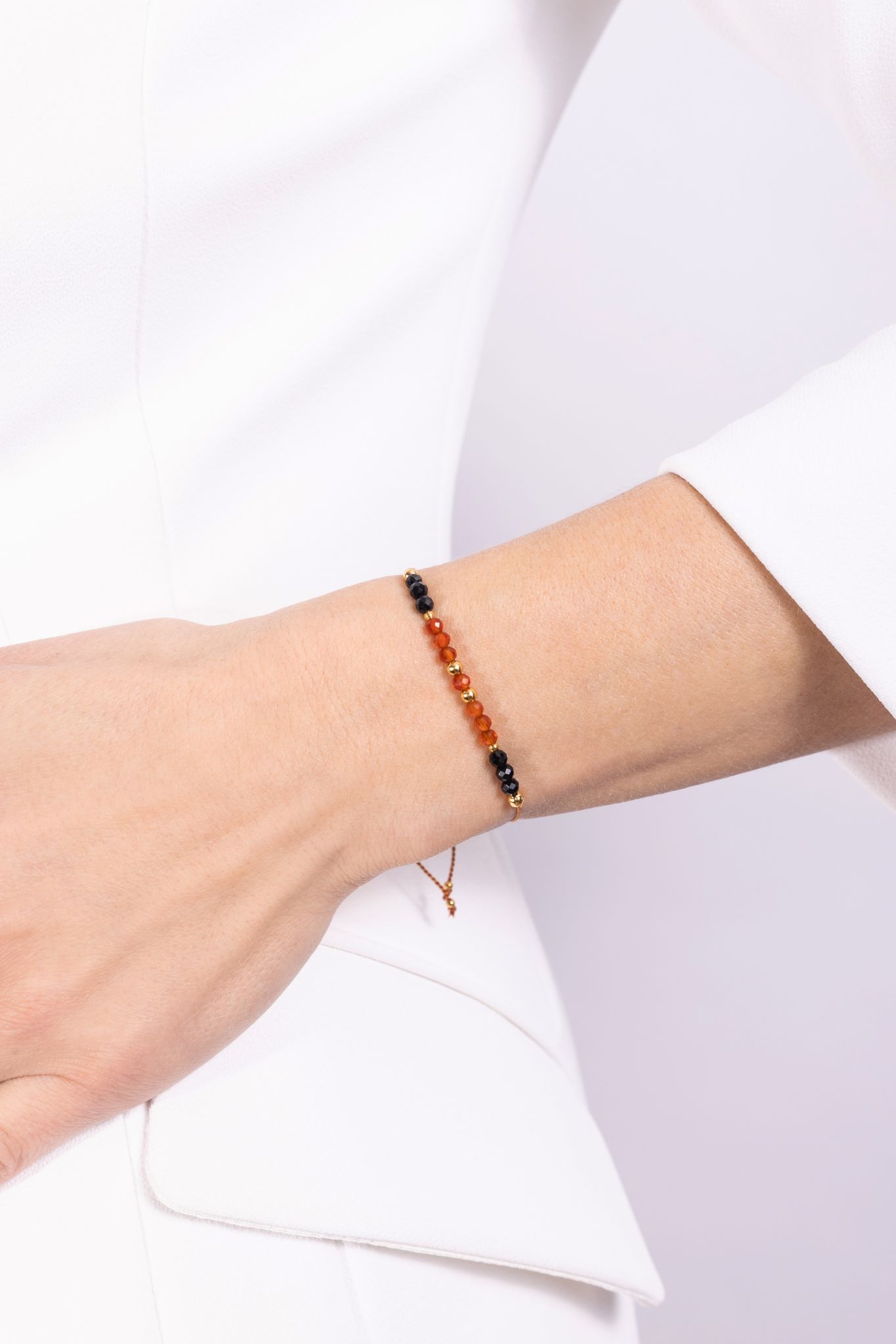 bransoletka na nici jedwabnej czakra sakralna z karneolem i turmalinem