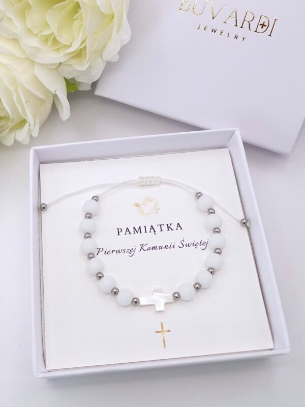 bransoletka biała na Komunię
