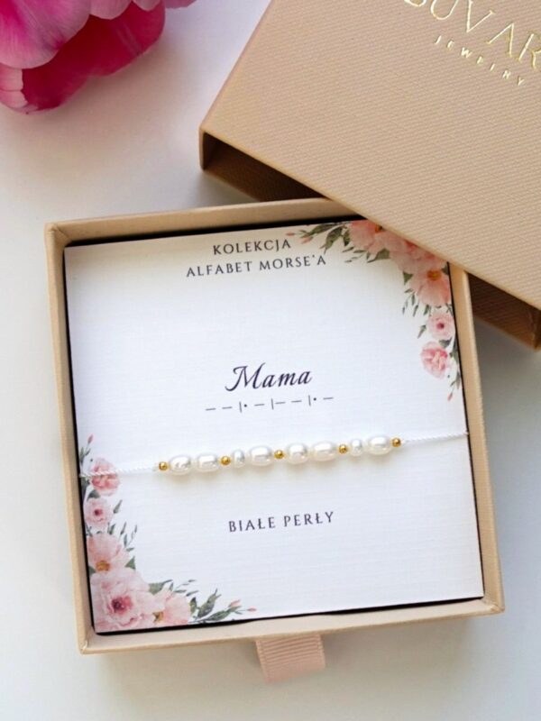 bransoletka z perłami w alfabecie Morse'a