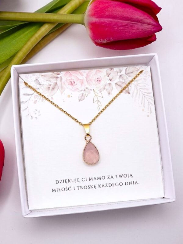 łańcuszek z kwarcem różowym