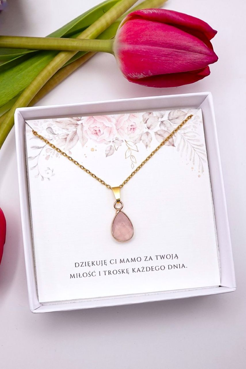 łańcuszek z kwarcem różowym