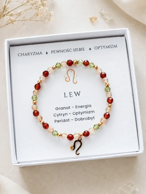 Bransoletka zodiakalna Lew na gumce