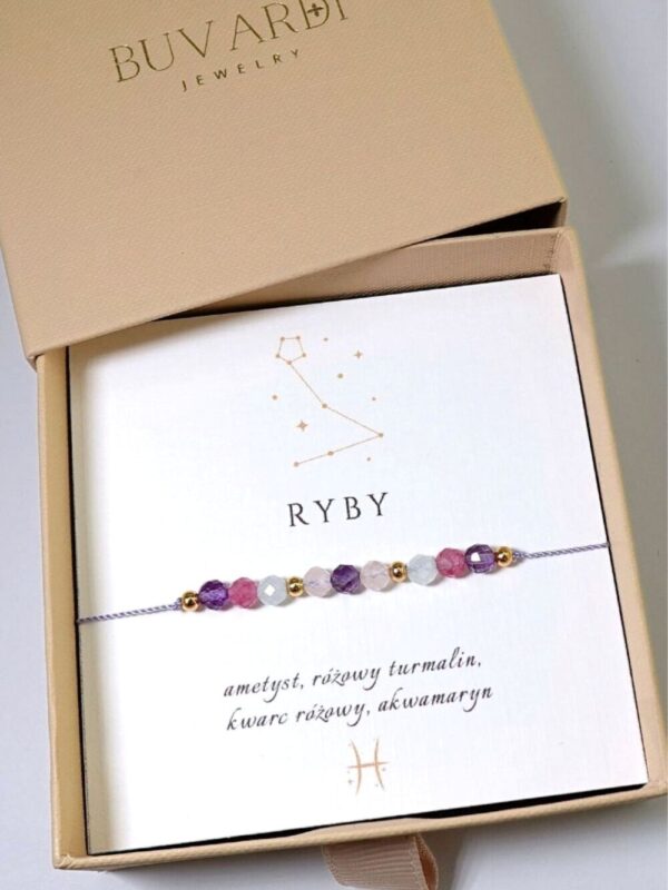 Bransoletka dla znaku zodiaku Ryby na sznurku z kamieniami naturalnymi.