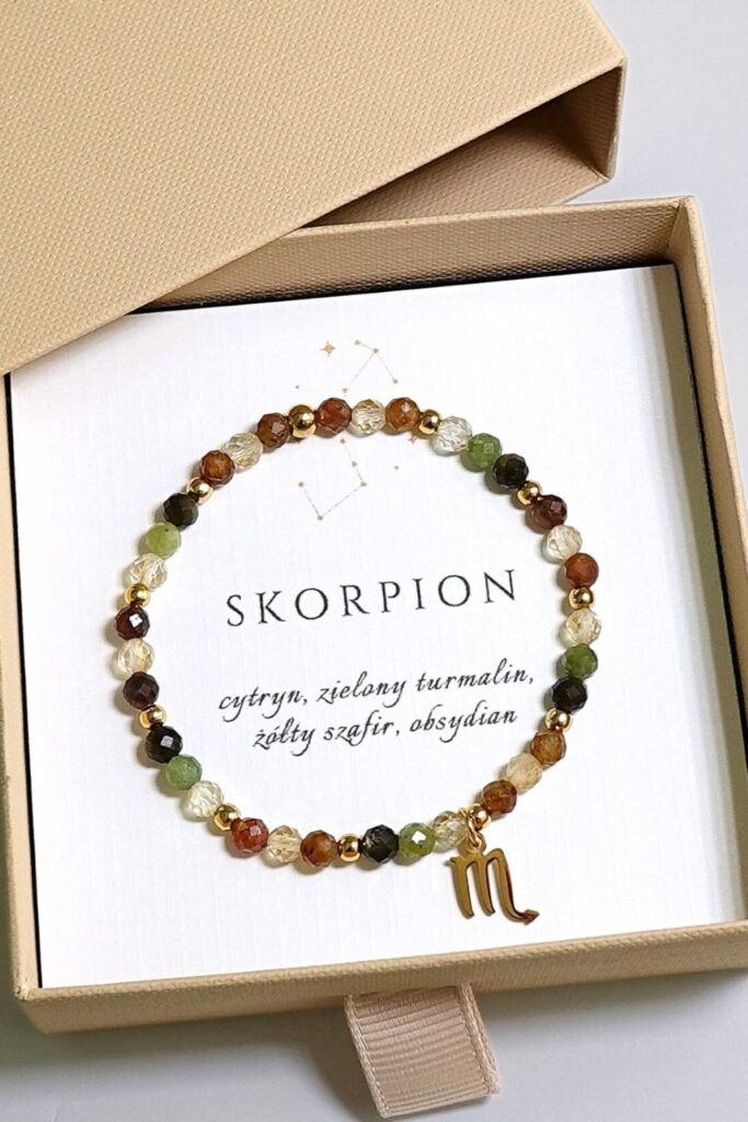 bransoletka zodiakalna Skorpion z kamieni naturalnych