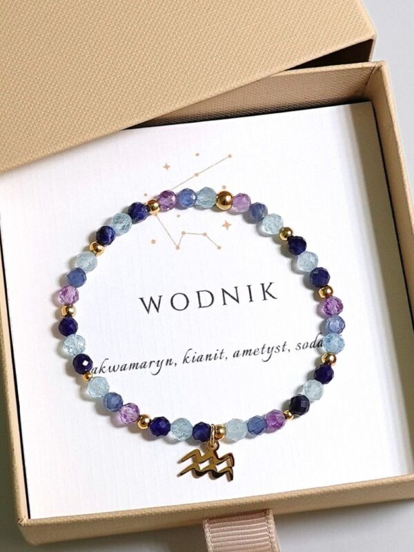 bransoletka znak zodiaku wodnik z akwamarynem