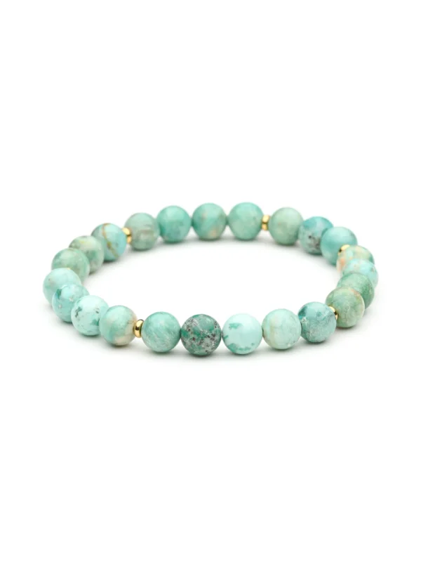 Bransoletka z turkusu peruwiańskiego na gumce. Kamieni naturalne 8 mm dla kobiet i mężczyzn.