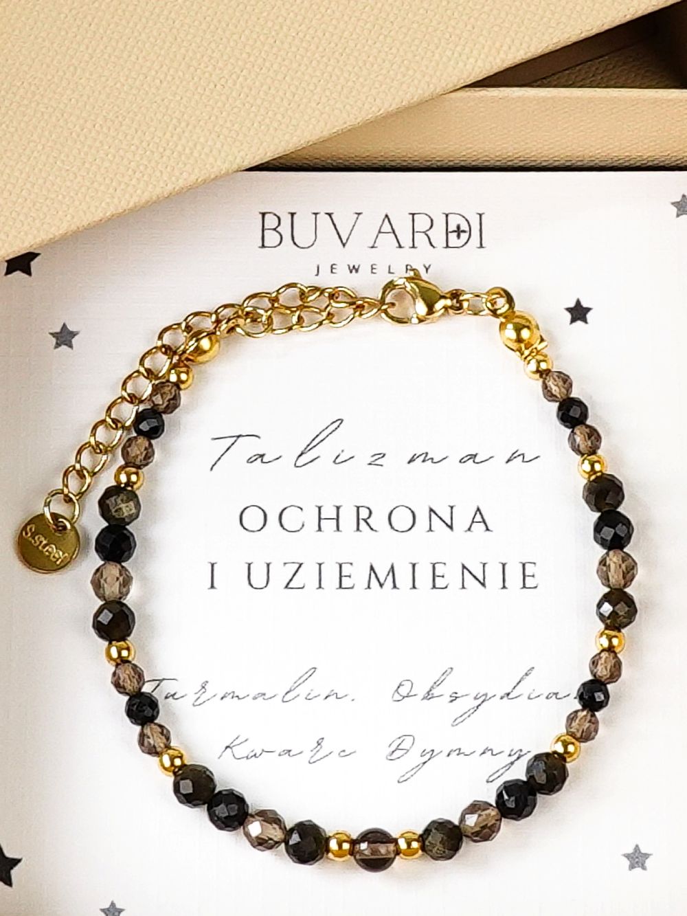 Bransoletka "Talizman Ochrona i Uziemienie" z obsydianem, czarnym turmalinem i kwarcem dymnym - obrazek 5