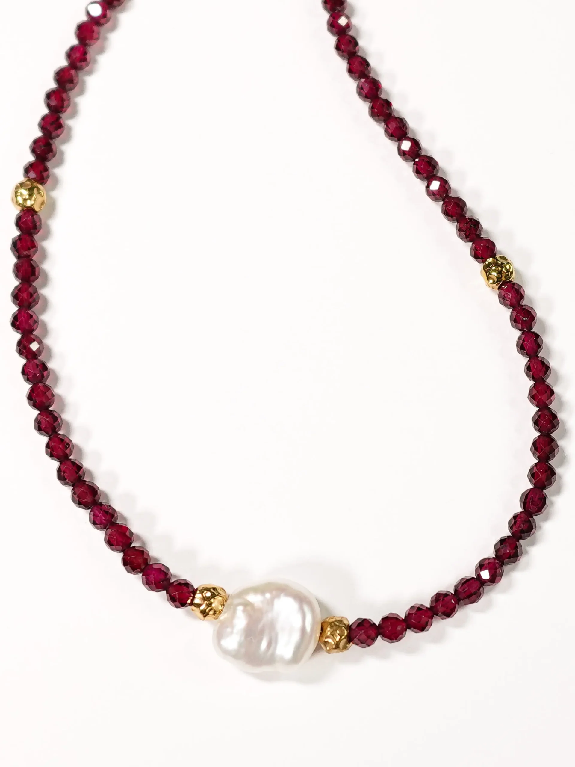 Naszyjnik z granatu z perłą barokową - obrazek 4