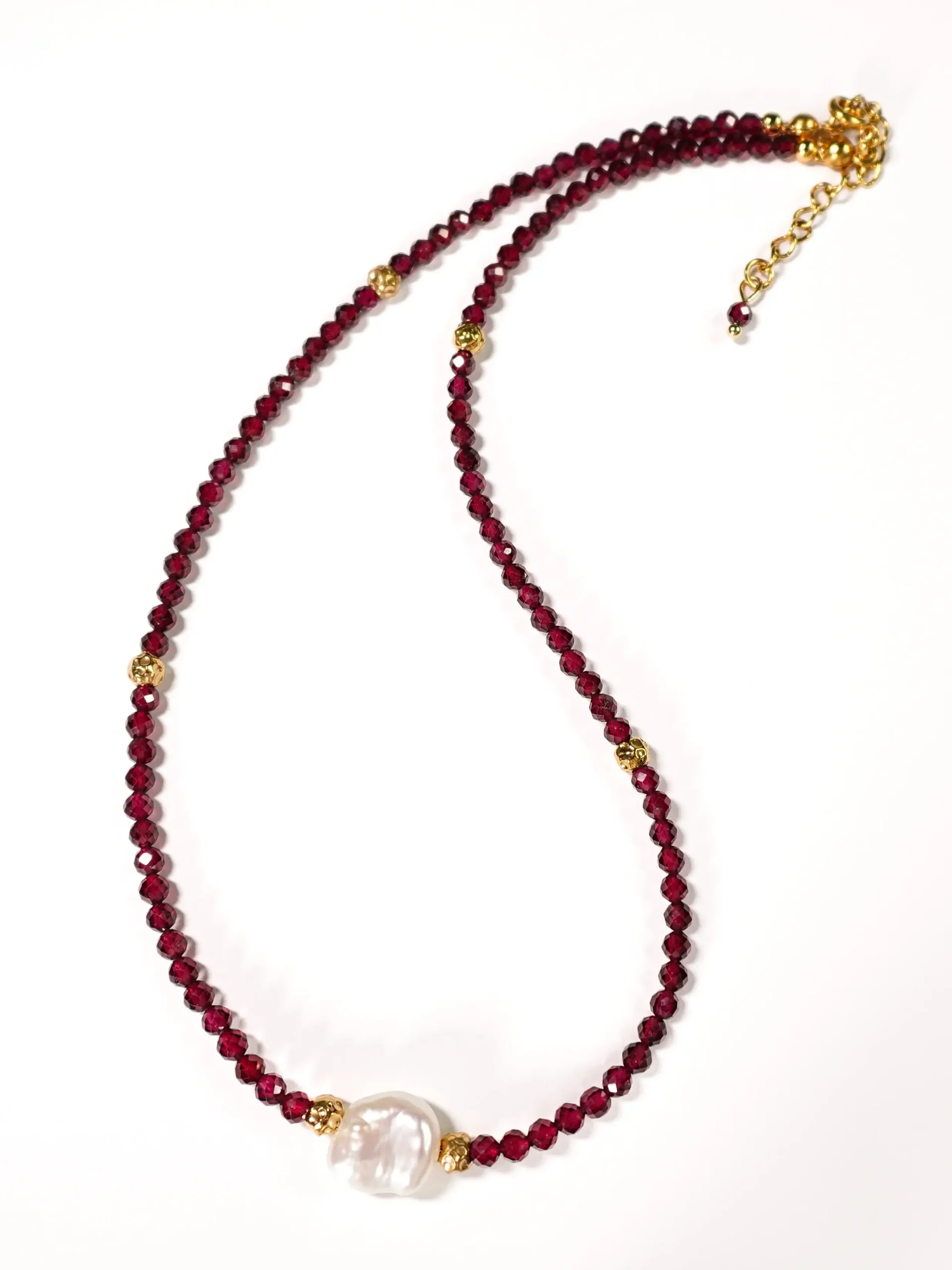 Naszyjnik z granatu z perłą barokową - obrazek 3