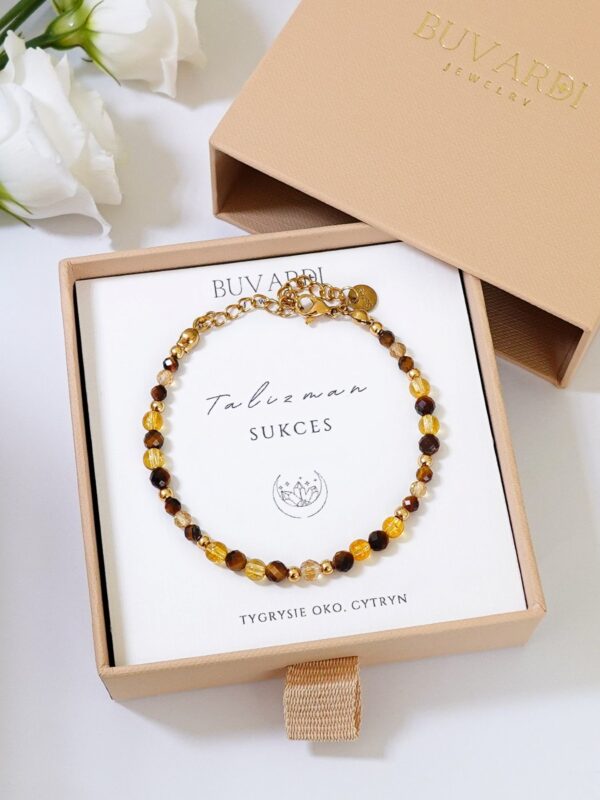 Bransoletka na sukces z kamieni naturalnych z tygrysim okiem i cytrynem