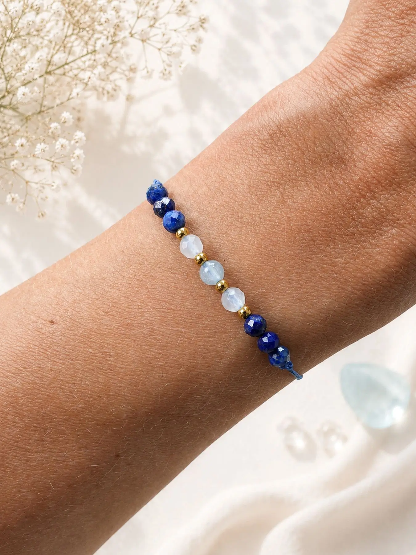 Bransoletki Przyjaźni dla 2 osób – Lapis Lazuli, Akwamaryn, Kamień Księżycowy - obrazek 2