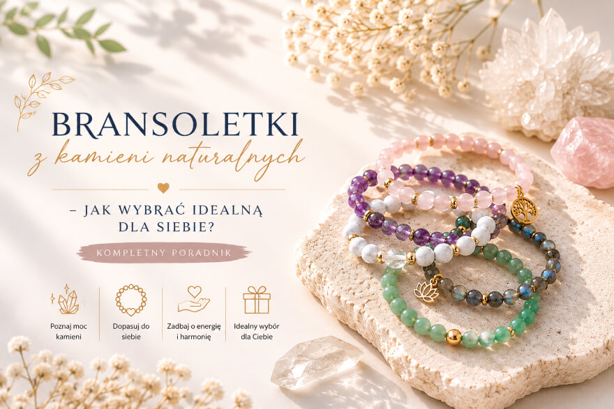 Bransoletki z kamieni naturalnych leżą na kamieniu